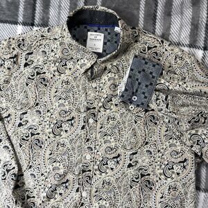 Society Of Threads Shirt Mens L Paisley 4 Way Stretch Flip Cuff Casual Office